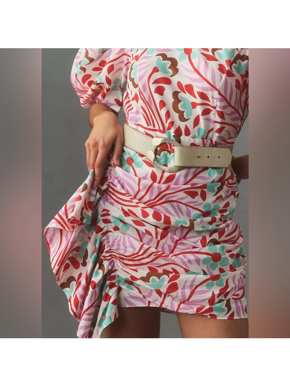 RHODE Pia Mini Dress Lago Vine Pink Red Floral 4 NWOT - Picture 13 of 16